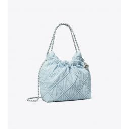 MINI FLEMING SOFT DENIM HOBO BAG