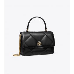 MINI KIRA DIAMOND QUILT PAVE LOGO TOP-HANDLE CROSSBODY