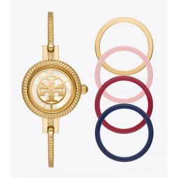 REVA BANGLE WATCH GIFT SET, MULTI-COLOR/GOLD-TONE STAINLESS STEEL