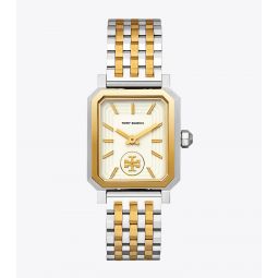 ROBINSON WATCH, TWO-TONE GOLD/STAINLESS STEEL/CREAM, 27 X 29 MM