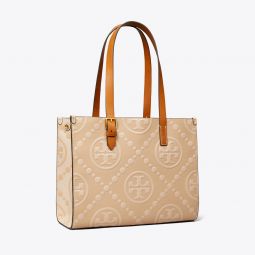 SMALL T MONOGRAM CONTRAST EMBOSSED TOTE