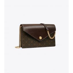 T MONOGRAM COATED CANVAS ENVELOPE CROSSBODY