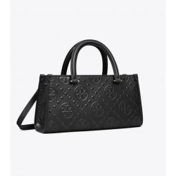 T MONOGRAM EMBOSSED SMALL EAST-WEST TOTE