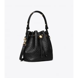 T MONOGRAM PEBBLED BUCKET BAG