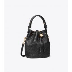 T MONOGRAM PEBBLED MINI BUCKET BAG