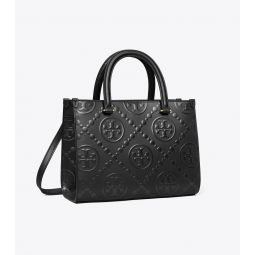 T MONOGRAM TOP-HANDLE EMBOSSED TOTE