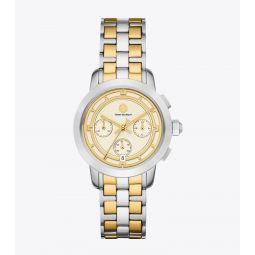 TORY CHRONOGRAPH WATCH, TWO-TONE GOLD/STAINLESS STEEL