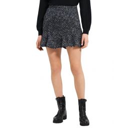 wool-blend tweed diagonal mini skirt