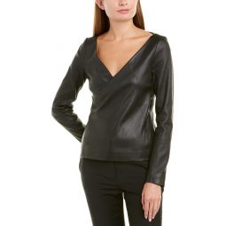 fitted leather wrap jacket