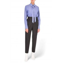 tuxedo tie buttondown shirt in deep blue/white wellington stripe