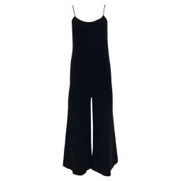 wide-leg sleeveless jumpsuit in black viscose