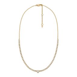 womens gold-tone brass heart tennis necklace