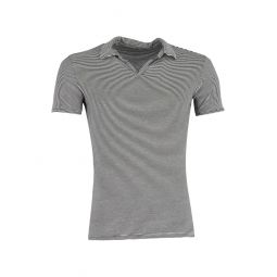 striped polo shirt in black and white cotton