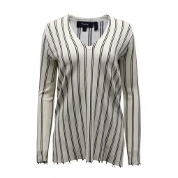 v-neck stripe blouse in white cream viscose