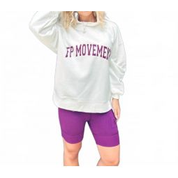 victory pullover and short set in white/ deep mulberry