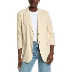 rolled sleeve bf linen-blend jacket