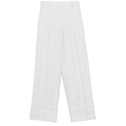 grey linen blend houndstooth trousers