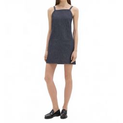 square neck mini dress in indigo crisp denim