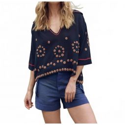 beaded vintage sailor top in navy