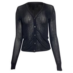 knitted buttoned cardigan in black silk