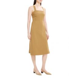 crossback linen-blend midi dress