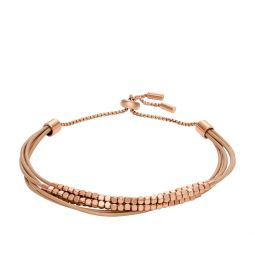 womens all stacked up brown leather chain bracelet