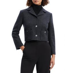 boxy crop wool-blend patch jacket