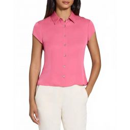 cap sleeve shirt in bright pink
