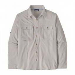mens self guided sun shirt in crisp grey