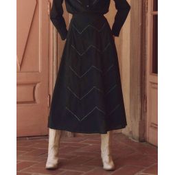 beaded chevron skirt in black