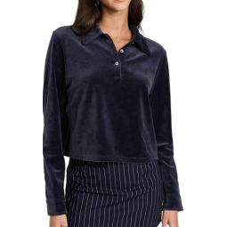 womens cropped polo in black