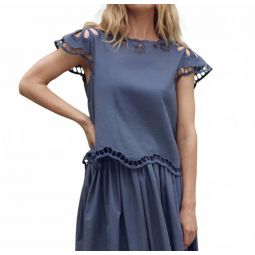 super bloom eyelet top in vintage blue
