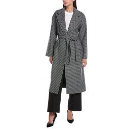 wool-blend robe coat