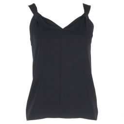v-neck sleeveless top in black silk