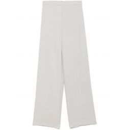 wide-leg trousers in light grey silk
