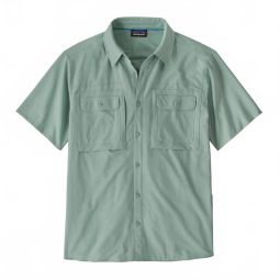 mens short-sleeved self-guided sun shirt in thermal blue