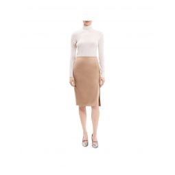 side slit wool skirt in palomino