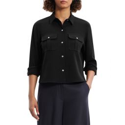 crepe cape back military shirt