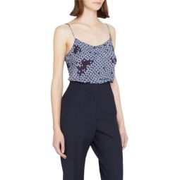 silk geometric cami in blue multi