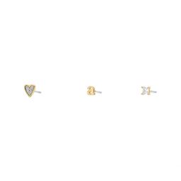 womens initials gold-tone brass stud earring set
