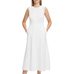 volume dart linen-blend dress