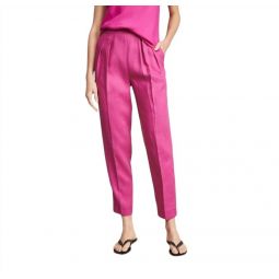 linen high rise pants pleated pop pants in pink