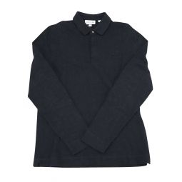 long-sleeve paris classic fit polo in grey cotton