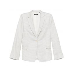 houndstooth patterned linen blend blazer