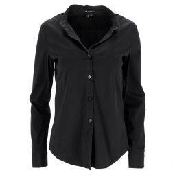 button-down long sleeve shirt in black cotton