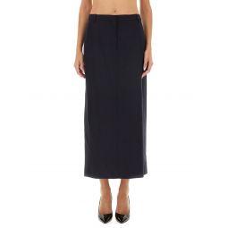tailored midi skirt with smooth waistband