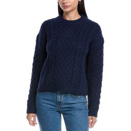 wool & cashmere-blend aran crewneck sweater