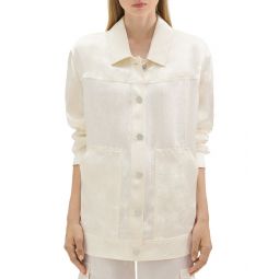 oversized trucker crushed silk jacket