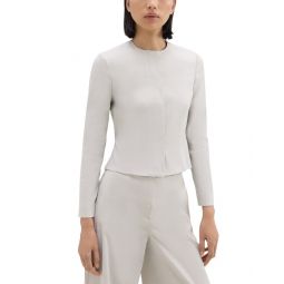 crop peplum linen-blend jacket