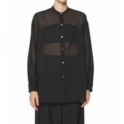 bustier button down blouse in black